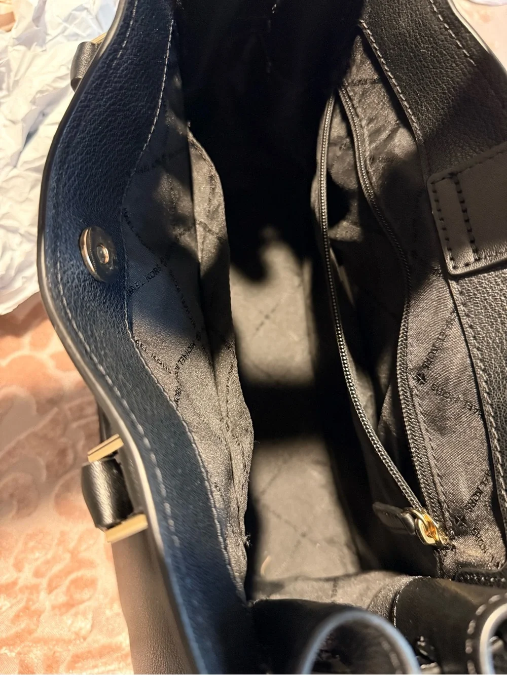 Michael Kors Black Hamilton Bag with Gold Hardware